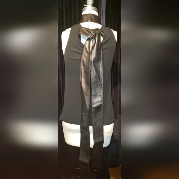 Tom Ford  Gucci 100% viscose 100% lambskin leather Black razor tank top  Bow 40 - Picture 6 of 16